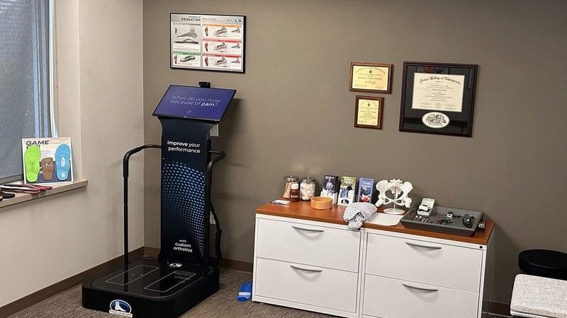 The in-office foot scanner used to build custom orthotics